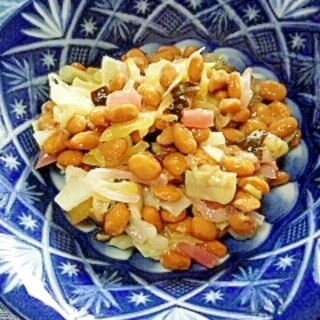 納豆の食べ方-キャベツ＆漬物三昧♪